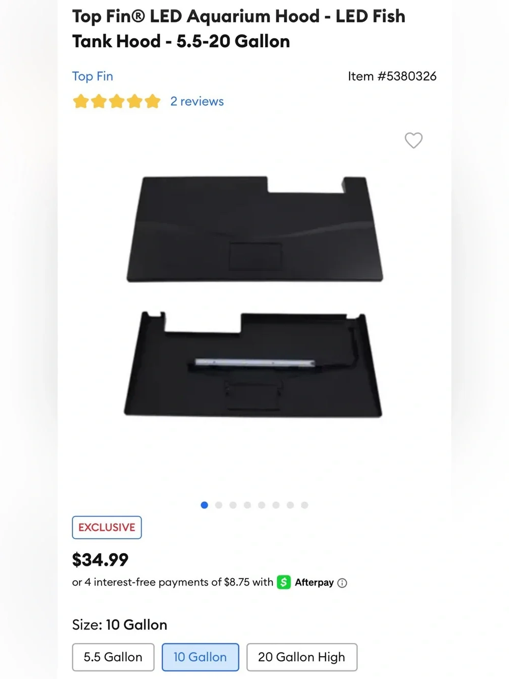 Top Fin® LED Aquarium Hood - LED Fish Tank Hood - 10 Gallon